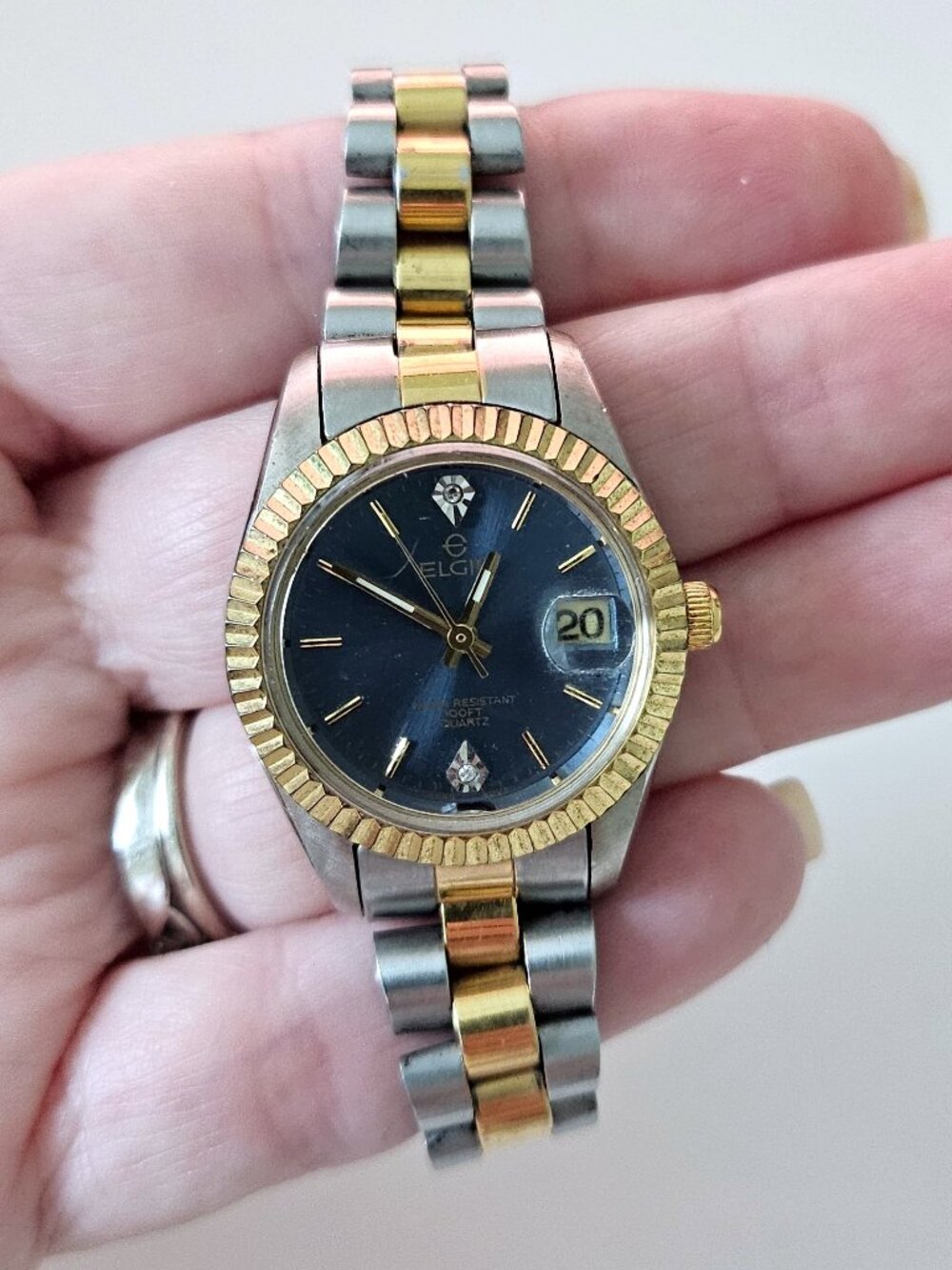 Elgin Women's Quartz Watch | Blue Dial | Two Tone Gold Silver